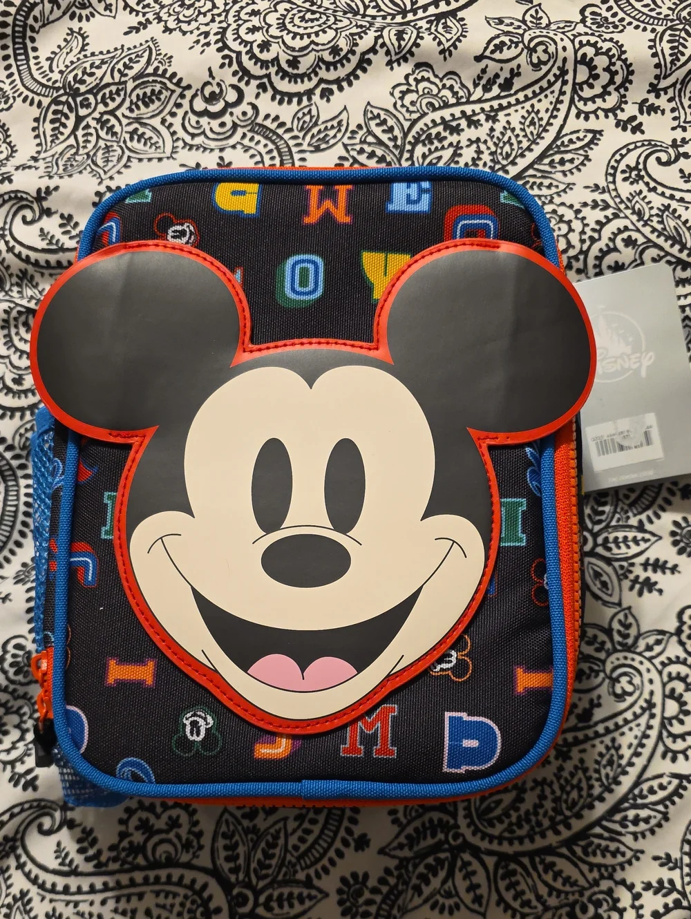 Disney Store Mickey Mouse Letter Lunch Box - Black, Blue & Red 7x9x4
